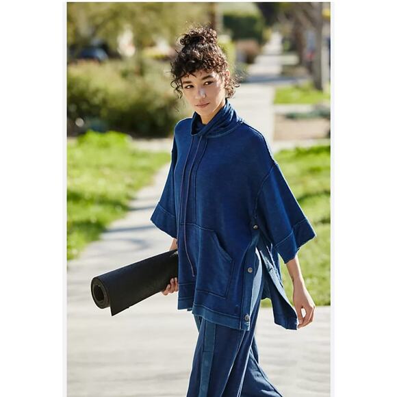 Free People Tops - Free People movement embers blue sweatshirt oversized top short sleeve size XS
